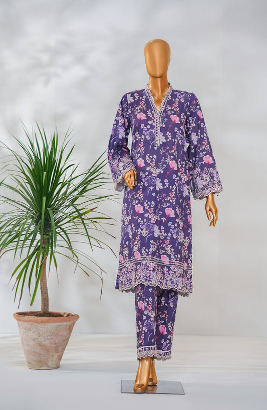 Ishootq by Amna Khadija Printed Chikankari Stitched 2 Piece Suit - AKIC-05 - AM26SHT - Purple - Summer Collection