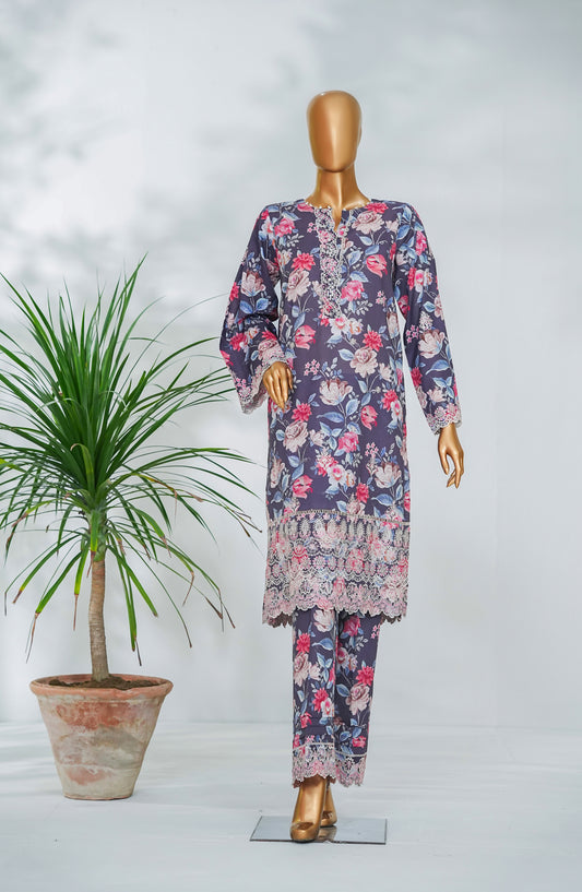 Ishootq by Amna Khadija Printed Chikankari Stitched 2 Piece Suit - AKIC-07 - AM26SHT - Blue - Summer Collection