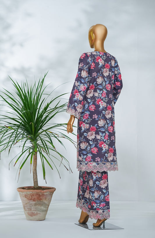 Ishootq by Amna Khadija Printed Chikankari Stitched 2 Piece Suit - AKIC-07 - AM26SHT - Blue - Summer Collection