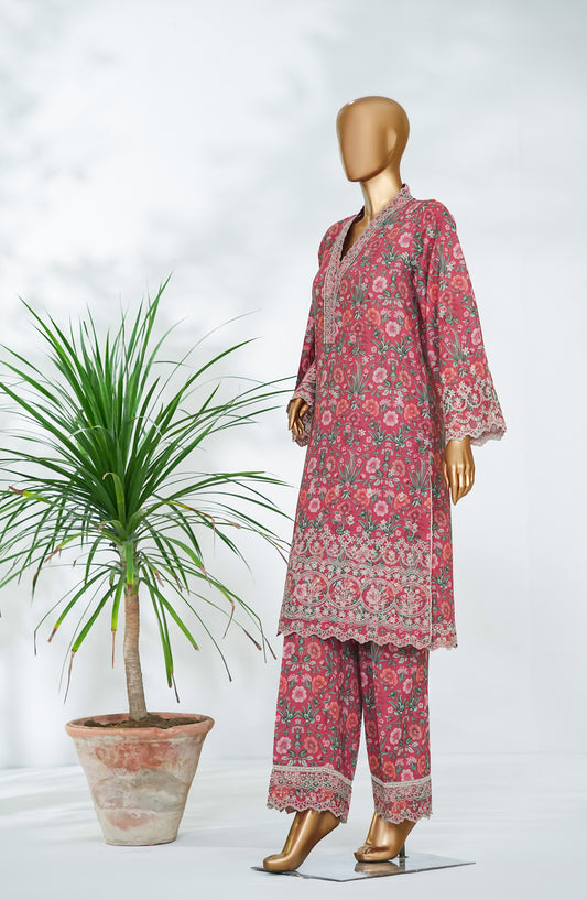 Ishootq by Amna Khadija Printed Chikankari Stitched 2 Piece Suit - AKIC-09 - AM26SHT - Pink - Summer Collection