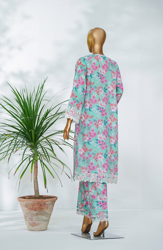 Ishootq by Amna Khadija Printed Chikankari Stitched 2 Piece Suit - AKIC-10 - AM26SHT - Blue - Summer Collection