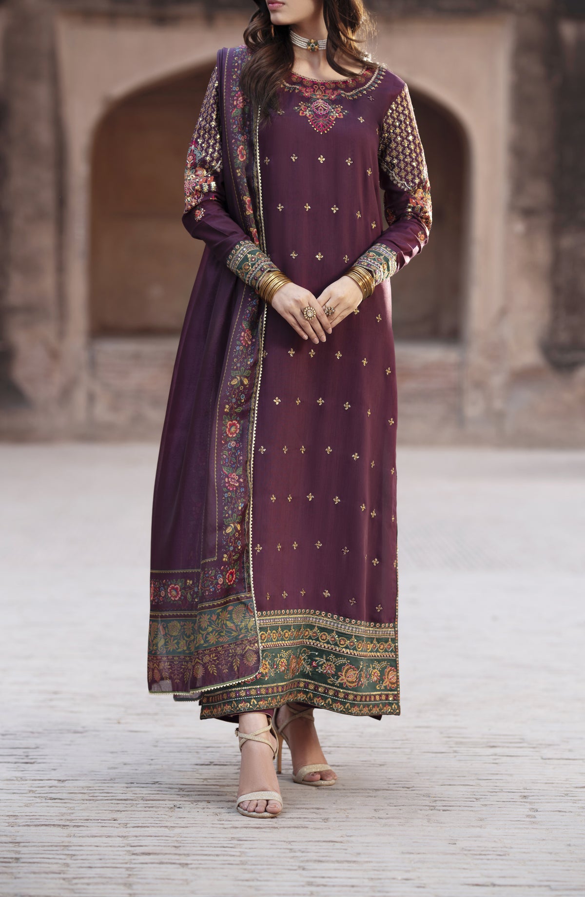 Ishqia by Casual Lite Premium Embroidered Silk Viscose Stitched 3 Piece Suit - Design-02 - CL25ISHQ - Purple - Festive Collection