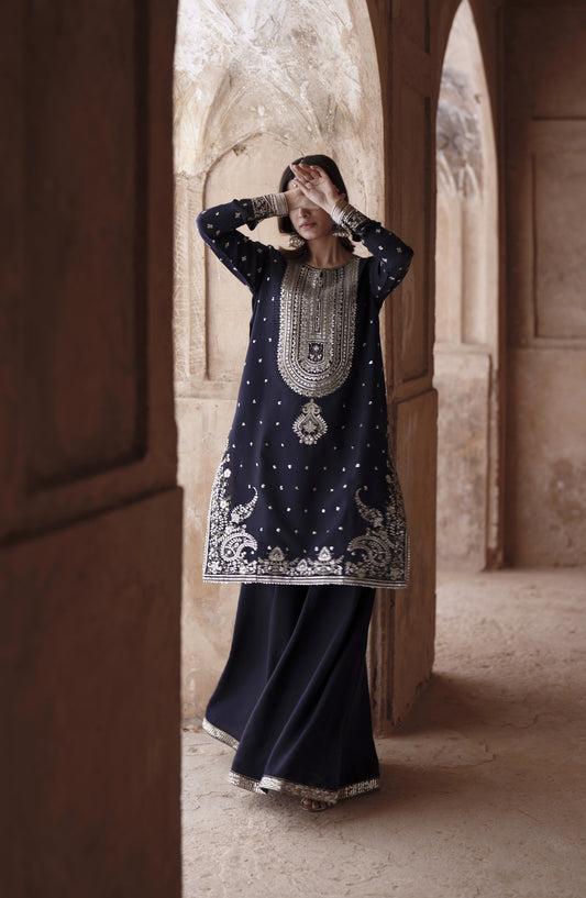 Ishqia by Casual Lite Premium Embroidered Silk Viscose Stitched 3 Piece Suit - Design-06 - CL25ISHQ - Black - Festive Collection