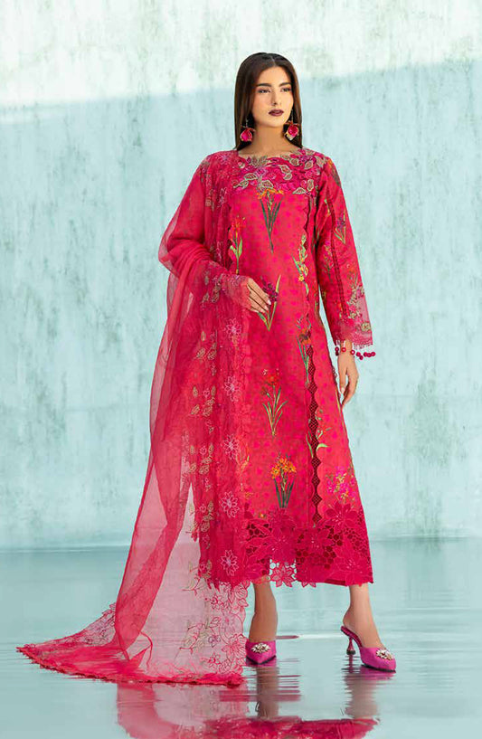 Ivy Bloom by Parishay Embroidered Lawn Unstitched 3 Piece Suit - IB-16 - PS26VB - Pink - Summer Collection