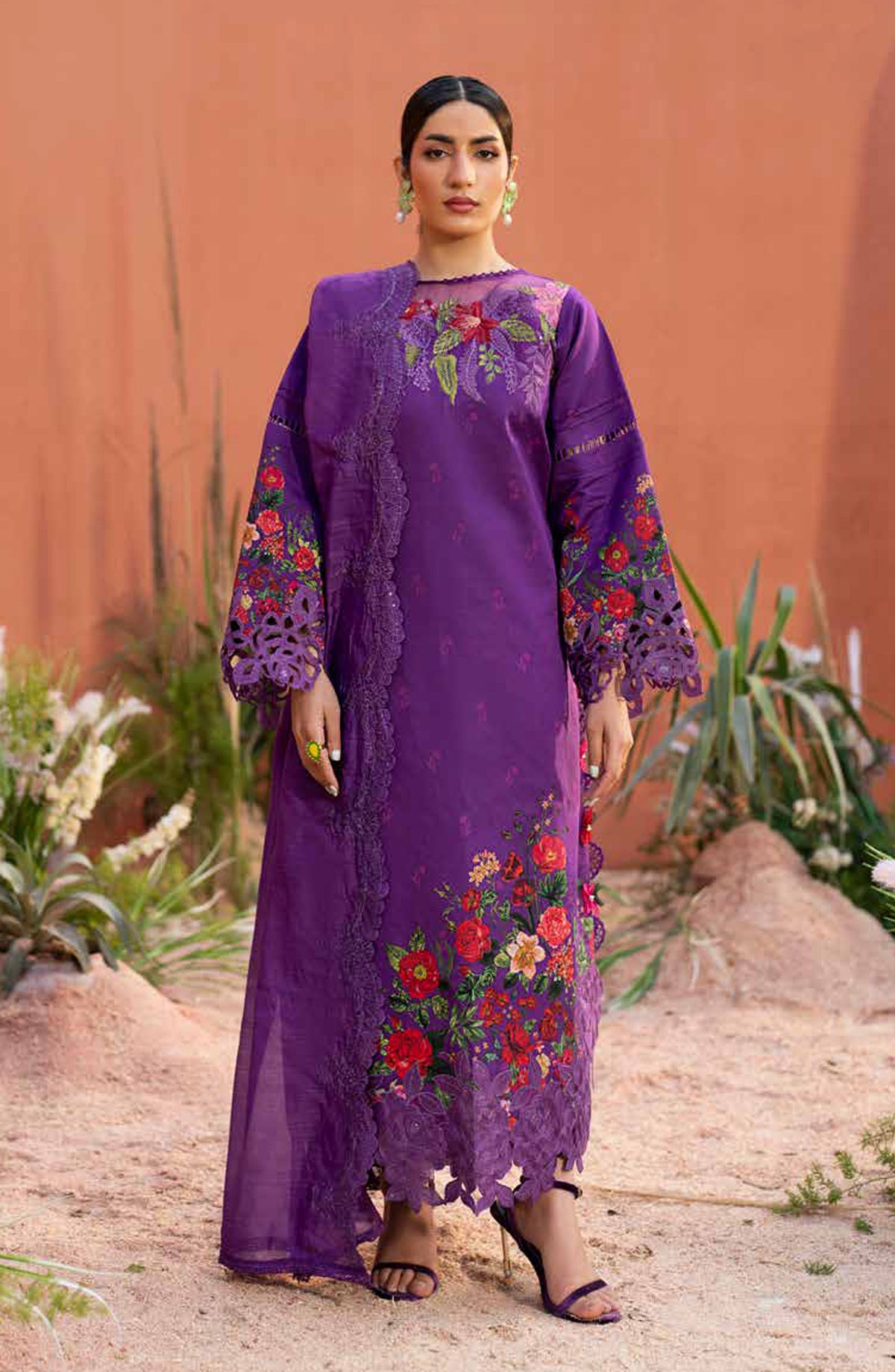 Ivy Bloom by Parishay Embroidered Lawn Unstitched 3 Piece Suit - IB-13 - PS26VB - Purple - Summer Collection