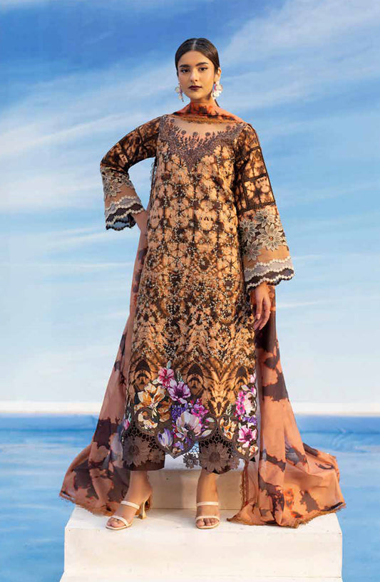 Ivy Bloom by Parishay Embroidered Lawn Unstitched 3 Piece Suit - IB-12 - PS26VB - Brown - Summer Collection