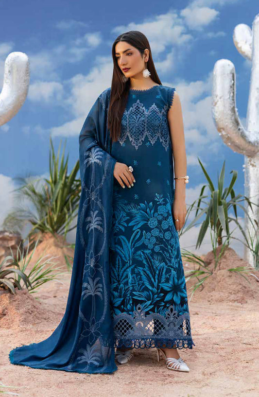 Ivy Bloom by Parishay Embroidered Lawn Unstitched 3 Piece Suit - IB-11 - PS26VB - Blue - Summer Collection