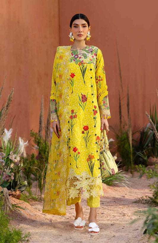 Ivy Bloom by Parishay Embroidered Lawn Unstitched 3 Piece Suit - IB-09 - PS26VB - Yellow - Summer Collection