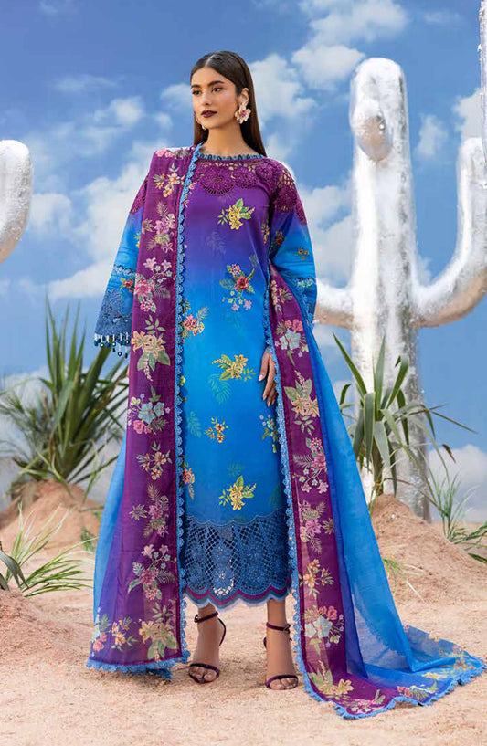 Ivy Bloom by Parishay Embroidered Lawn Unstitched 3 Piece Suit - IB-06 - PS26VB - Blue - Summer Collection