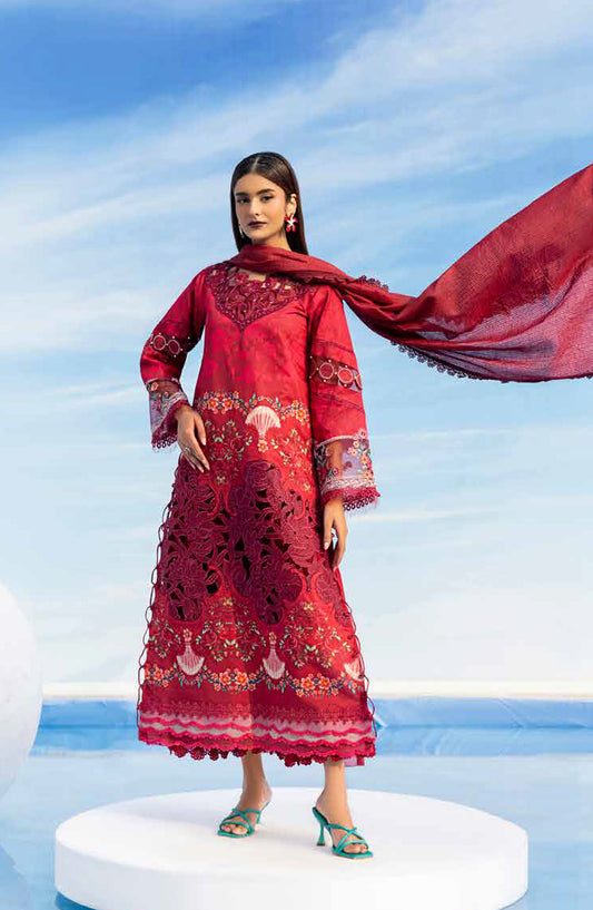 Ivy Bloom by Parishay Embroidered Lawn Unstitched 3 Piece Suit - IB-03 - PS26VB - Red - Summer Collection
