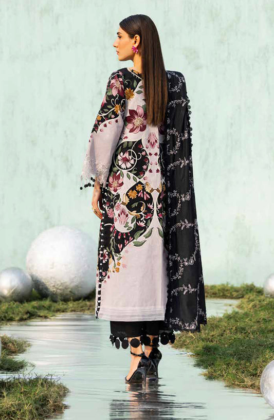 Ivy Bloom by Parishay Embroidered Lawn Unstitched 3 Piece Suit - IB-01 - PS26VB - Black and White - Summer Collection