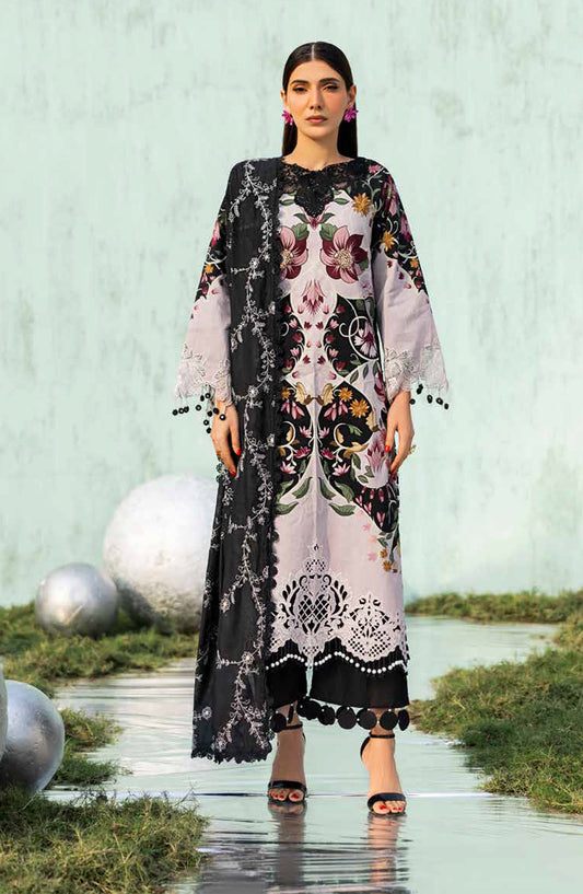 Ivy Bloom by Parishay Embroidered Lawn Unstitched 3 Piece Suit - IB-01 - PS26VB - Black and White - Summer Collection