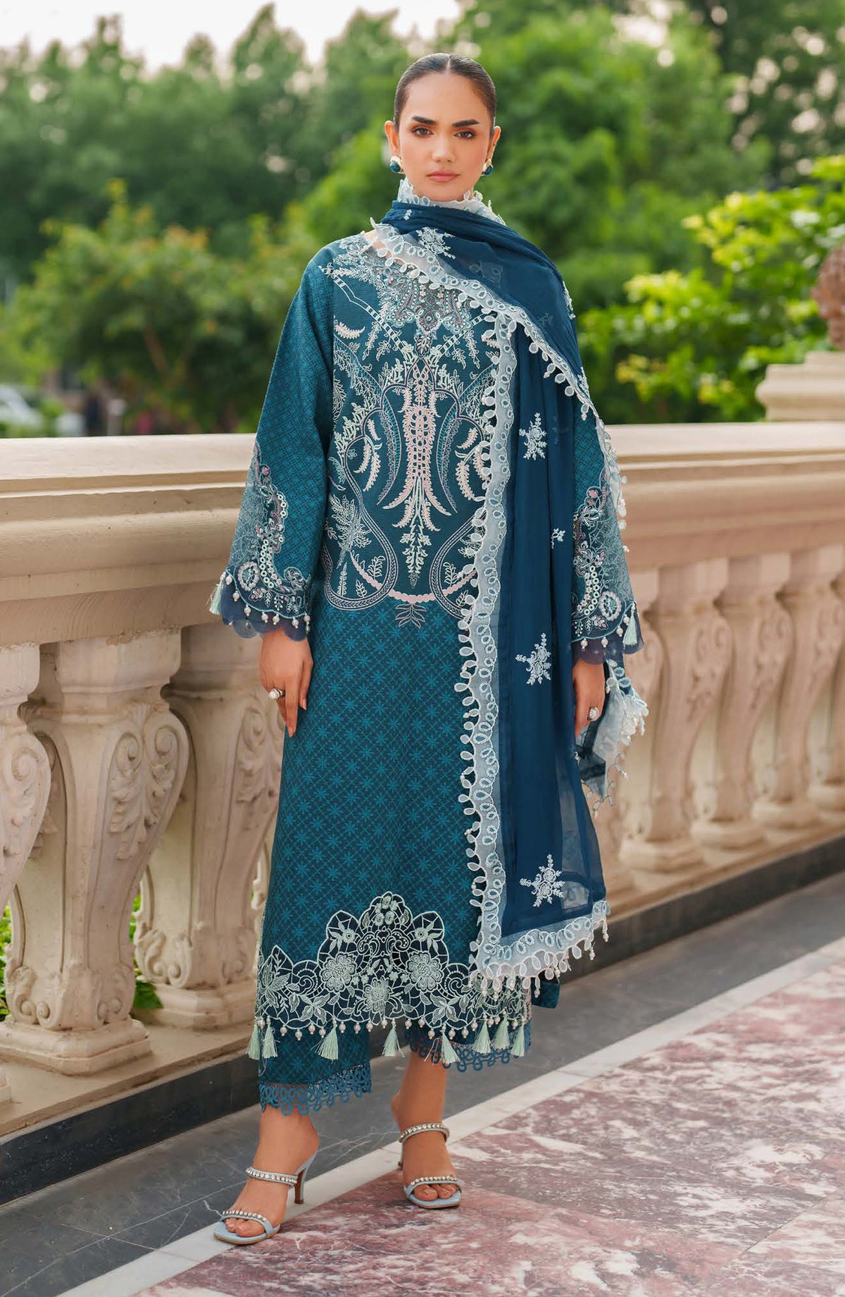 Ivy Bloom by Parishay Embroidered Viscose Unstitched 3 Piece Suit - IVY-09 - PS25VBL - Teal - Winter Collection