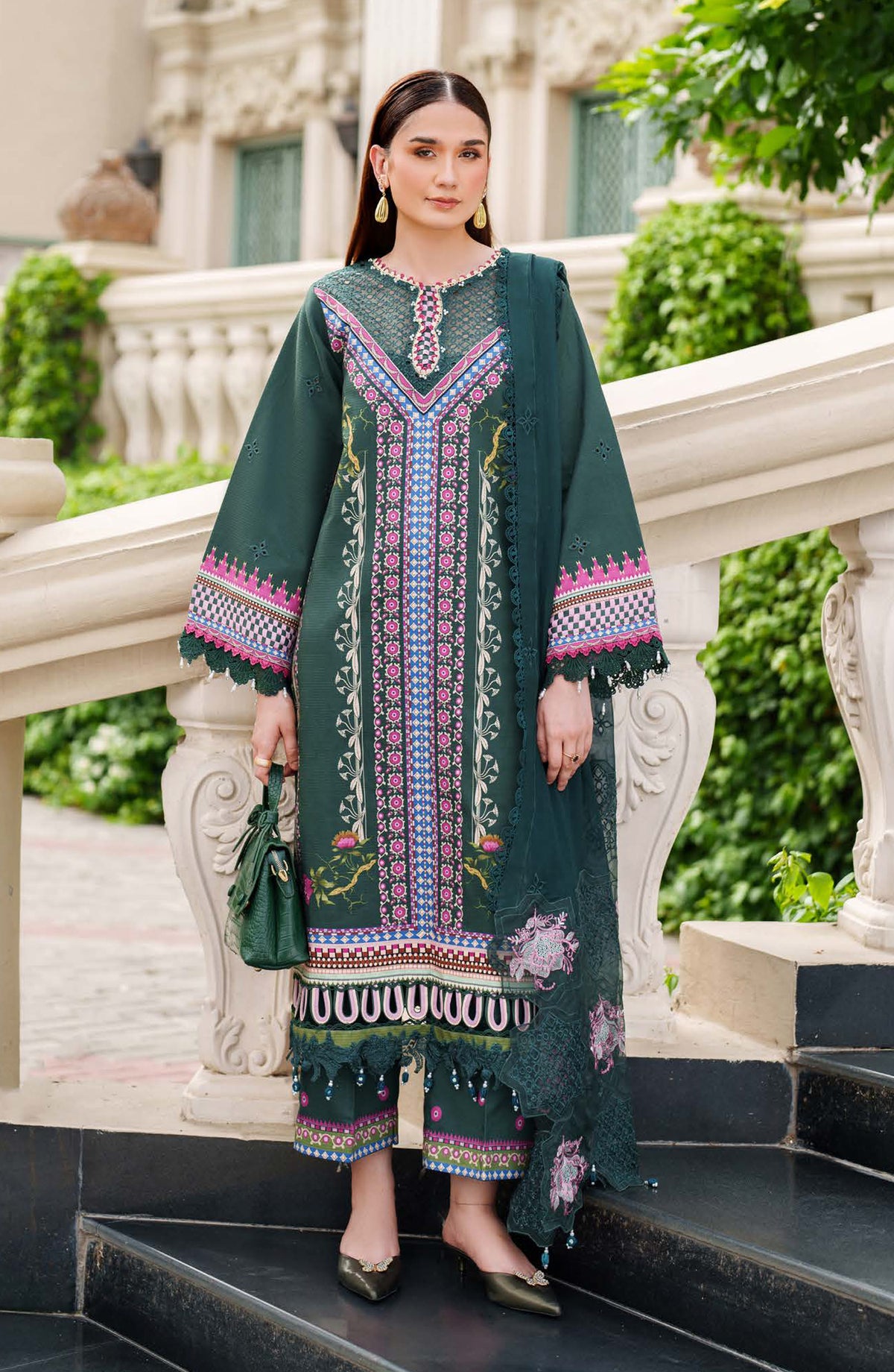 Ivy Bloom by Parishay Embroidered Viscose Unstitched 3 Piece Suit - IVY-07 - PS25VBL - Green - Winter Collection