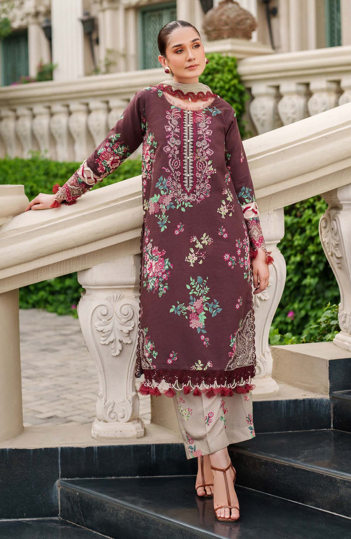 Ivy Bloom by Parishay Embroidered Viscose Unstitched 3 Piece Suit - IVY-06 - PS25VBL - Purple - Winter Collection