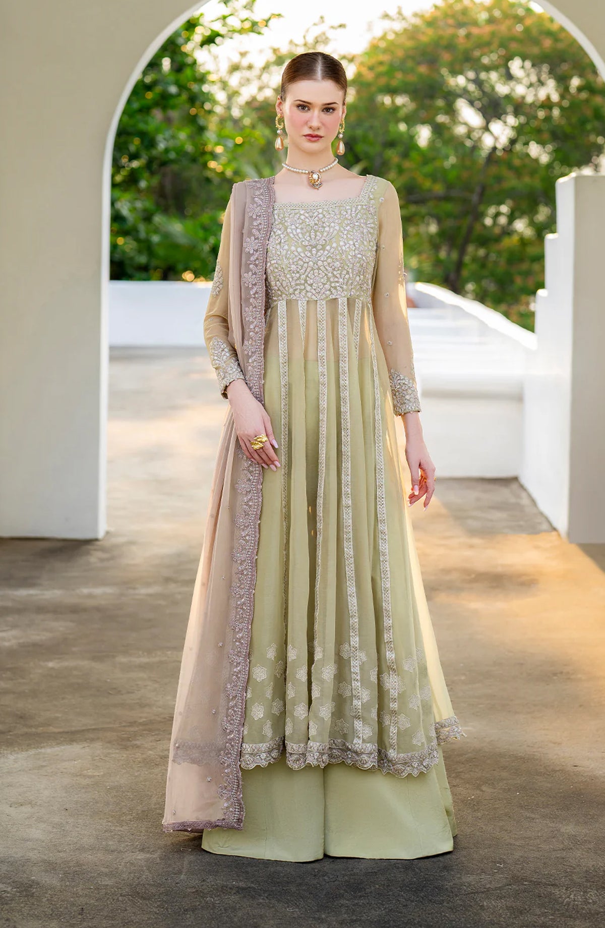 Iznik Chinon Chiffon Embroidered Chiffon Unstitched 3 Piece Suit - CC-68 - IZN25CHN - Green - Formals Collection