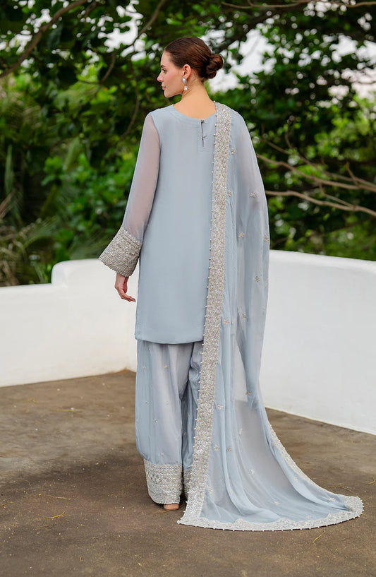 Iznik Chinon Chiffon Embroidered Chiffon Unstitched 3 Piece Suit - CC-70 - IZN25CHN - Blue - Formals Collection