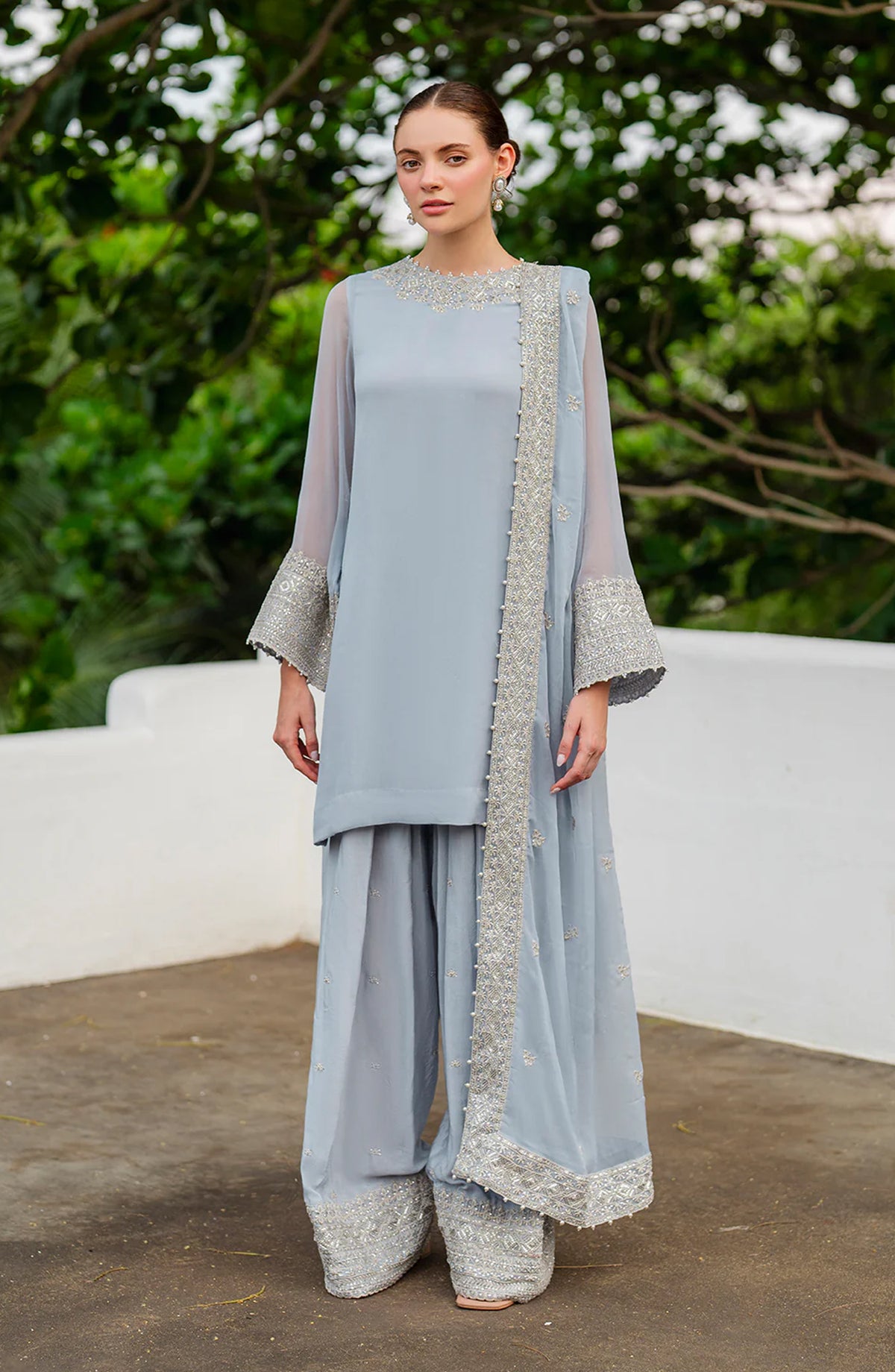 Iznik Chinon Chiffon Embroidered Chiffon Unstitched 3 Piece Suit - CC-70 - IZN25CHN - Blue - Formals Collection