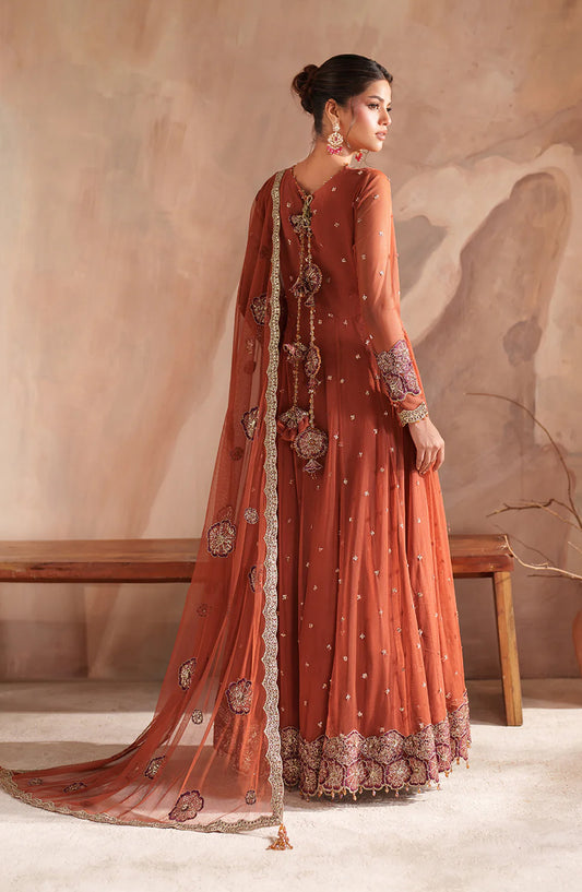 Iznik Chinon Chiffon Embroidered Net Unstitched 3 Piece Suit - CC-78 - IZN25CHN - Orange - Formals Collection