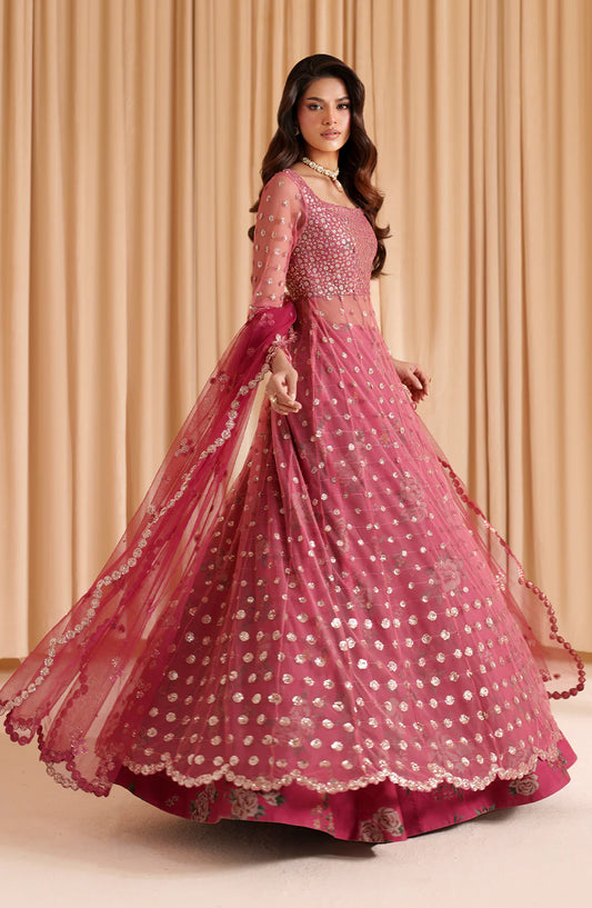 Iznik Chinon Chiffon Embroidered Net Unstitched 3 Piece Suit - CC-72 - IZN25CHN - Pink - Formals Collection