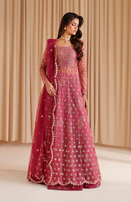 Iznik Chinon Chiffon Embroidered Net Unstitched 3 Piece Suit - CC-72 - IZN25CHN - Pink - Formals Collection