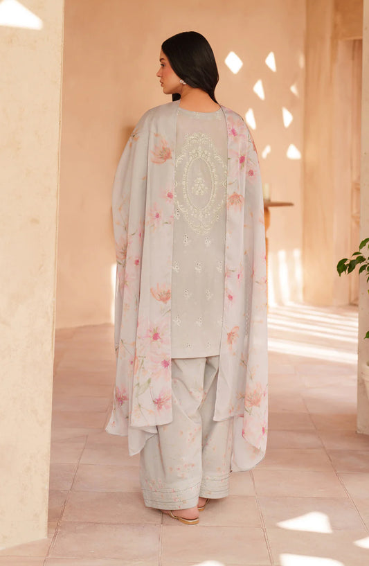 Iznik Festive Embroidered Lawn Unstitched 3 Piece Suit - EL-12 - IZN26EID - Grey - Eid Collection