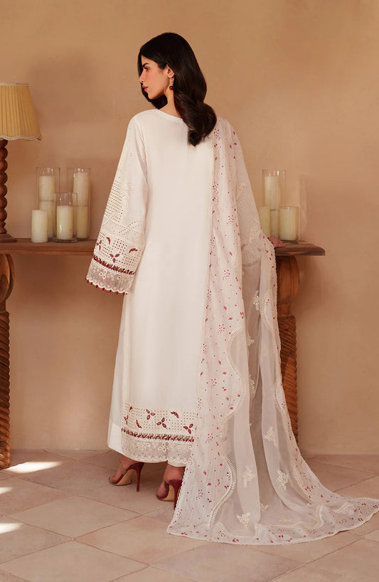 Iznik Festive Embroidered Lawn Unstitched 3 Piece Suit - EL-06 - IZN26EID - White - Eid Collection
