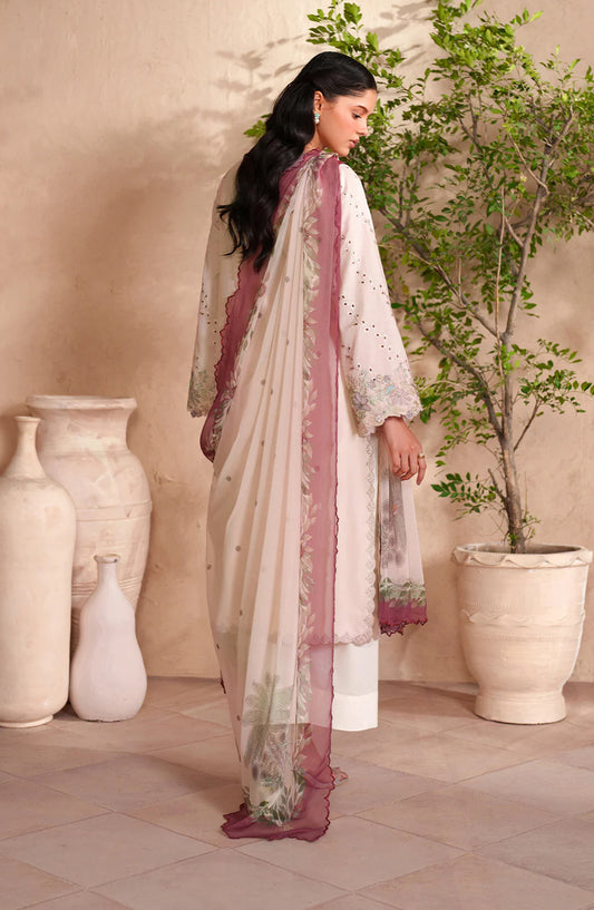 Iznik Festive Embroidered Lawn Unstitched 3 Piece Suit - EL-04 - IZN26EID - Peach - Eid Collection