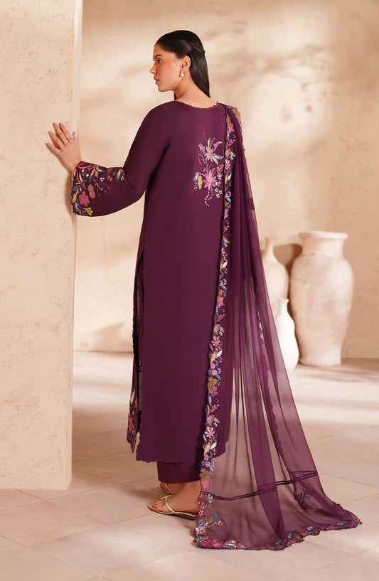 Iznik Festive Embroidered Lawn Unstitched 3 Piece Suit - EL-03 - IZN26EID - Purple - Eid Collection