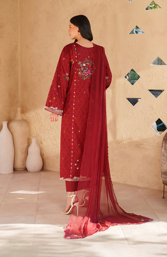 Iznik Festive Embroidered Lawn Unstitched 3 Piece Suit - EL-02 - IZN26EID - Red - Eid Collection