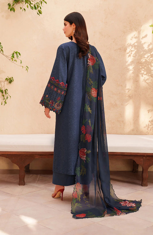 Iznik Festive Embroidered Lawn Unstitched 3 Piece Suit - EL-01 - IZN26EID - Blue - Eid Collection