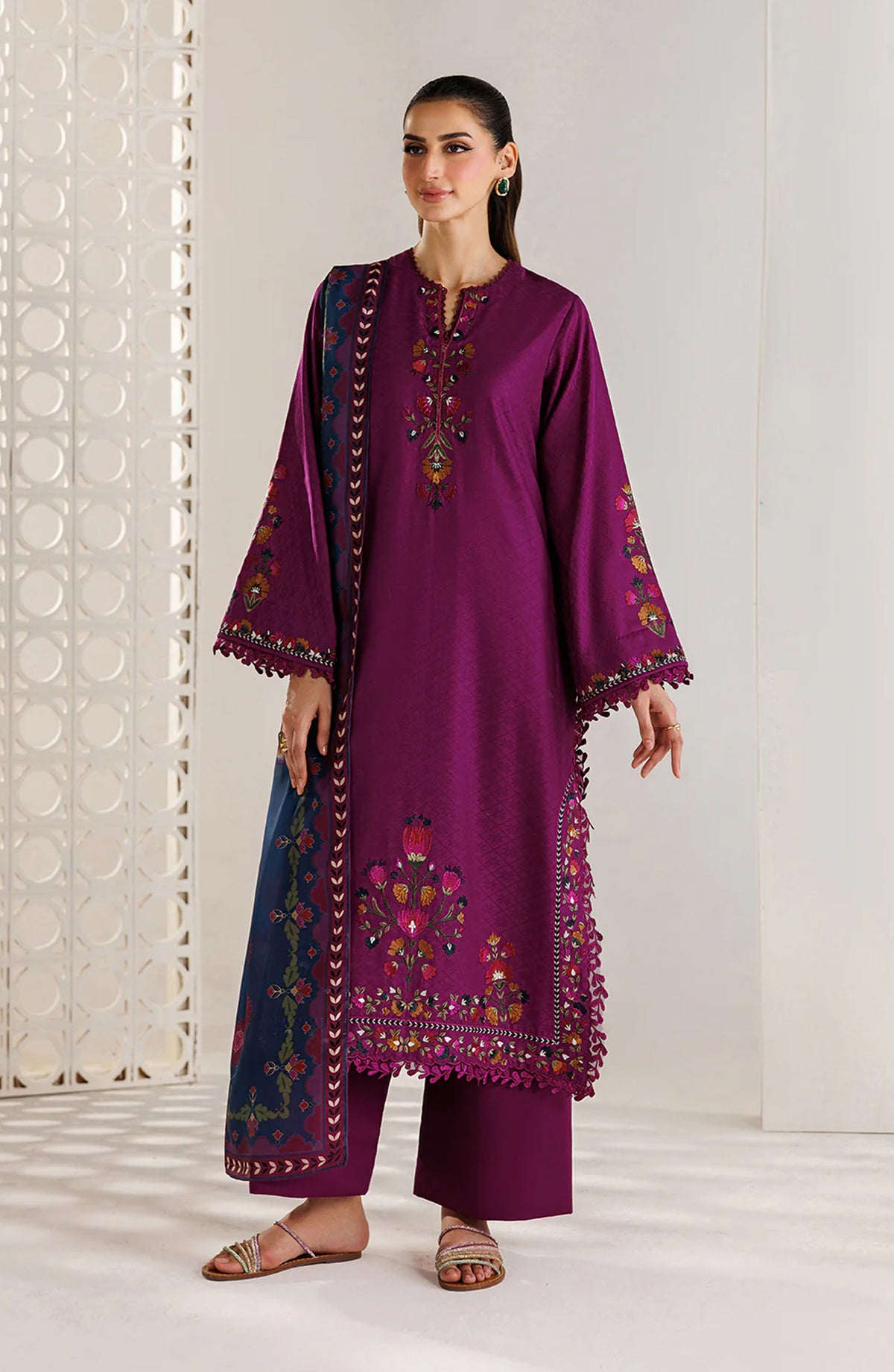 Iznik Exclusive Embroidered Lawn Unstitched 3 Piece Suit - UE-680 - IZN26XCL - Purple - Summer Collection