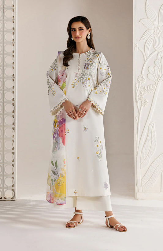 Iznik Exclusive Embroidered Lawn Unstitched 3 Piece Suit - UE-683 - IZN26XCL - White - Summer Collection