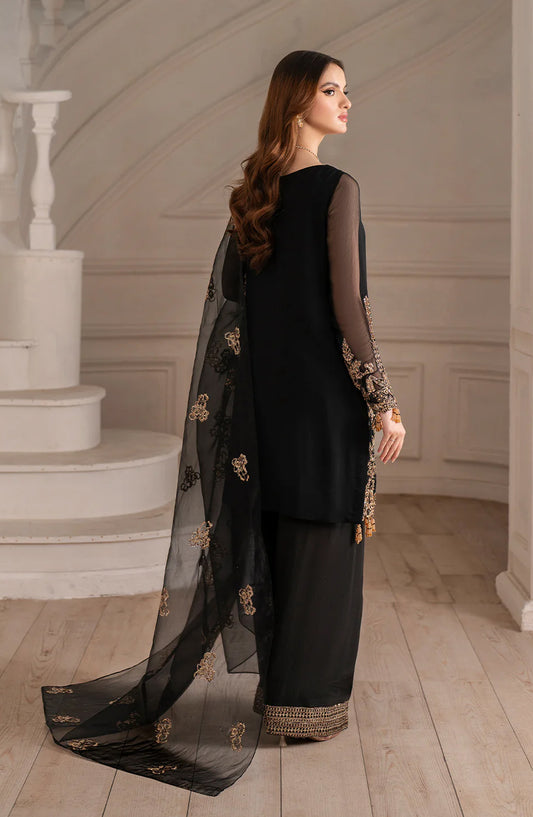 Iznik Exclusive Formals Embroidered Chiffon Unstitched 3 Piece Suit - UE-417 - IZN25ECF - Black - Festive Collection