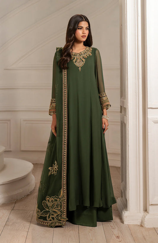 Iznik Exclusive Formals Embroidered Chiffon Unstitched 3 Piece Suit - UE-416 - IZN25ECF - Green - Festive Collection