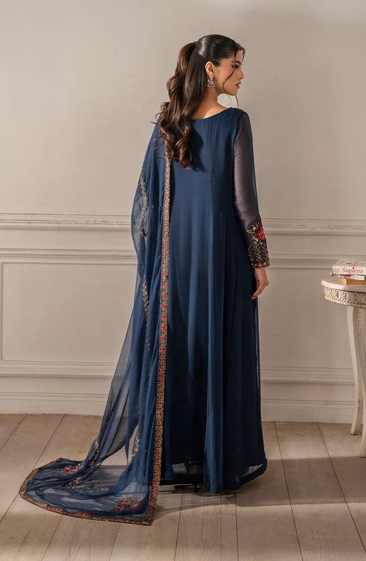 Iznik Exclusive Formals Embroidered Chiffon Unstitched 3 Piece Suit - UE-412 - IZN25ECF - Blue - Festive Collection