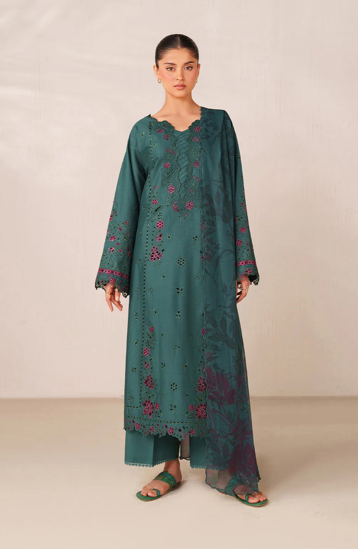 Iznik Exclusive Embroidered Lawn Unstitched 3 Piece Suit - UE-626 - IZN26RM - Green - Ramadan Collection