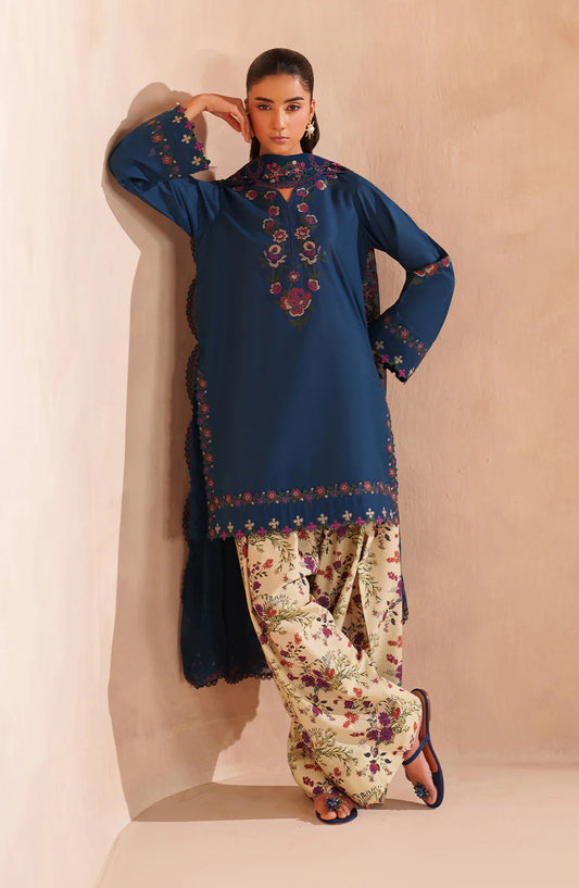 Iznik Exclusive Embroidered Lawn Unstitched 3 Piece Suit - UE-607 - IZN26RM - Blue - Ramadan Collection