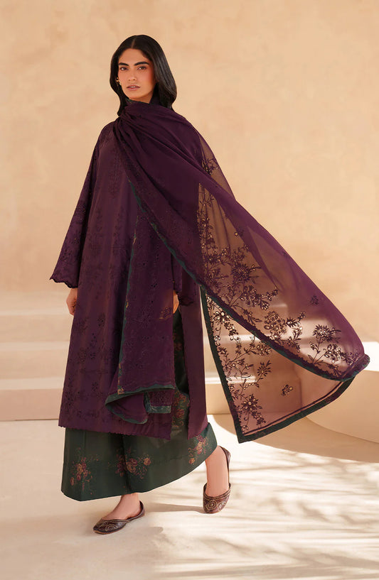 Iznik Exclusive Embroidered Lawn Unstitched 3 Piece Suit - UE-602 - IZN26RM - Purple - Ramadan Collection
