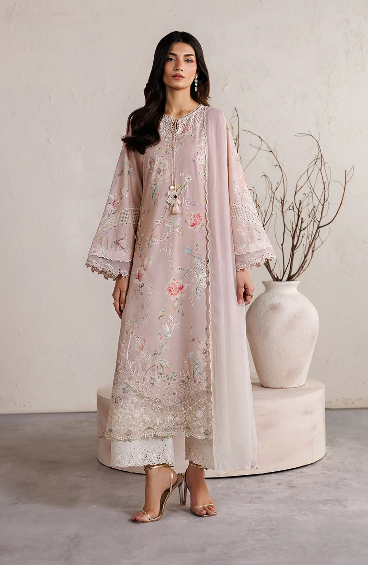 Iznik Festive Embroidered Lawn Unstitched 3 Piece Suit - IBE-12 - IZN26FSL - Pink - Summer Collection