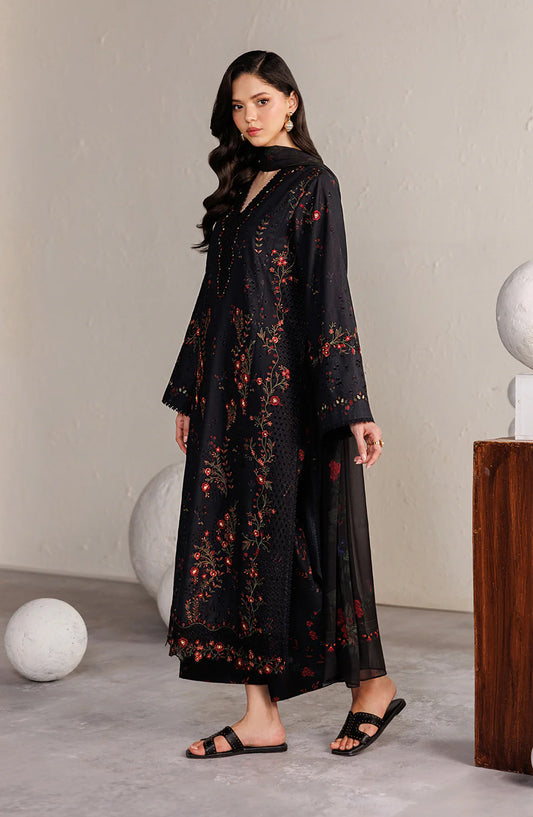 Iznik Festive Embroidered Lawn Unstitched 3 Piece Suit - IBE-11 - IZN26FSL - Black - Summer Collection