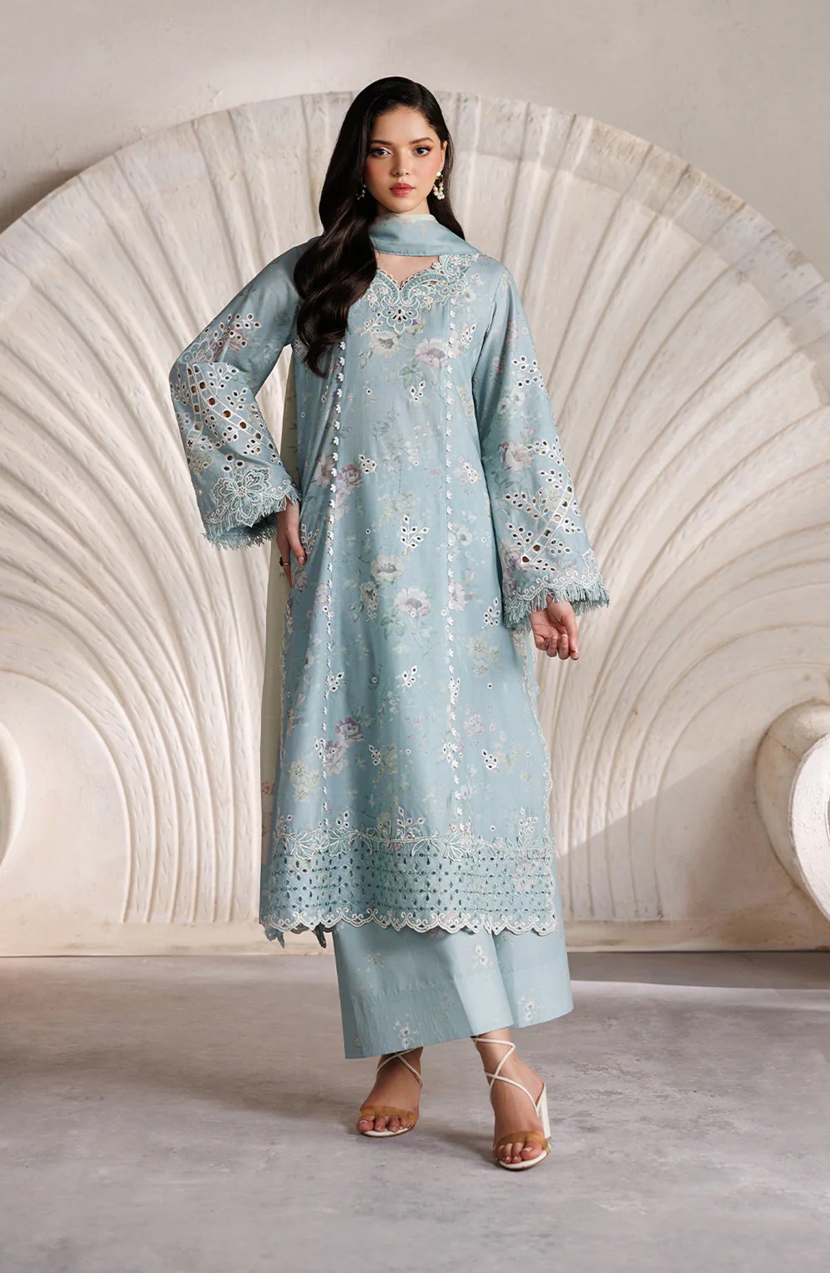 Iznik Festive Embroidered Lawn Unstitched 3 Piece Suit - IBE-10 - IZN26FSL - Blue - Summer Collection