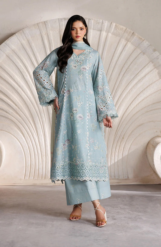 Iznik Festive Embroidered Lawn Unstitched 3 Piece Suit - IBE-10 - IZN26FSL - Blue - Summer Collection