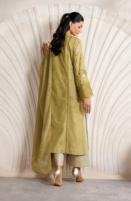 Iznik Festive Embroidered Lawn Unstitched 3 Piece Suit - IBE-09 - IZN26FSL - Mustard - Summer Collection