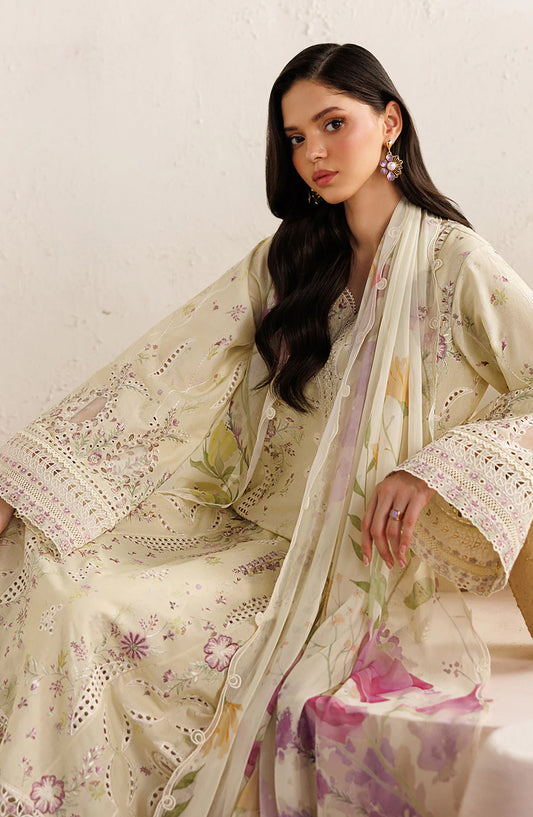 Iznik Festive Embroidered Lawn Unstitched 3 Piece Suit - IBE-08 - IZN26FSL - Fawn - Summer Collection