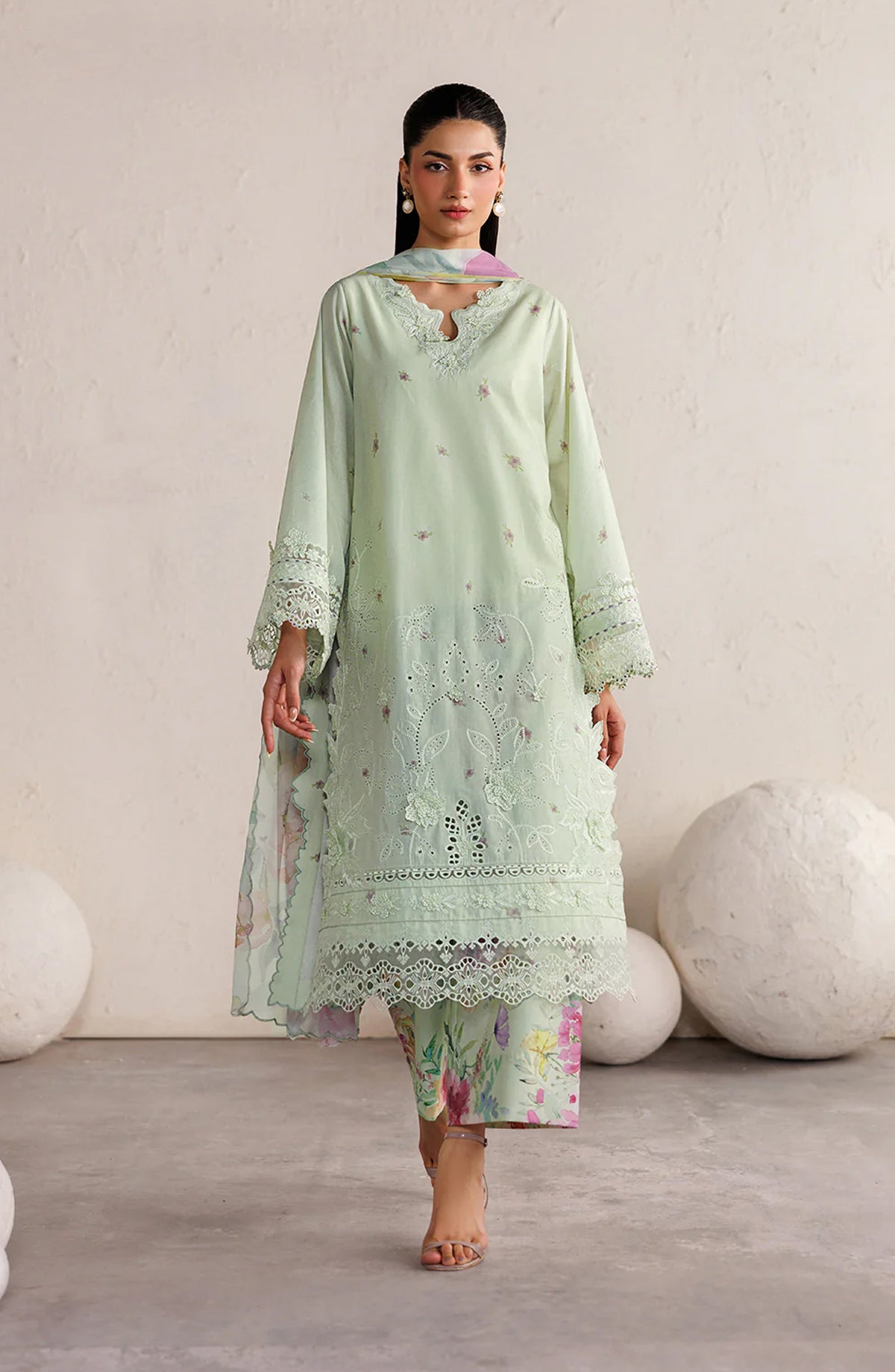Iznik Festive Embroidered Lawn Unstitched 3 Piece Suit - IBE-06 - IZN26FSL - Green - Summer Collection