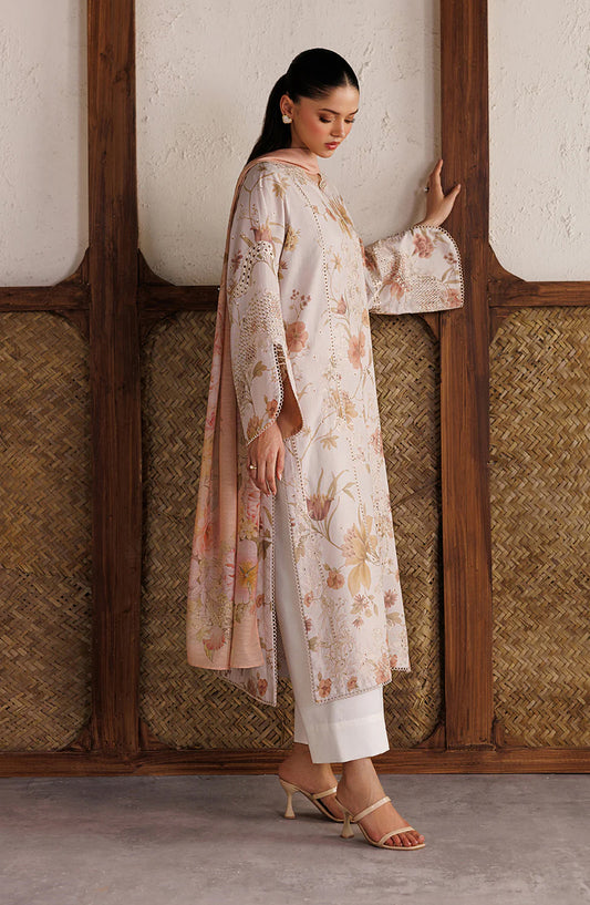 Iznik Festive Embroidered Lawn Unstitched 3 Piece Suit - IBE-05 - IZN26FSL - Off White - Summer Collection