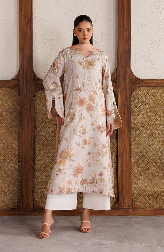 Iznik Festive Embroidered Lawn Unstitched 3 Piece Suit - IBE-05 - IZN26FSL - Off White - Summer Collection