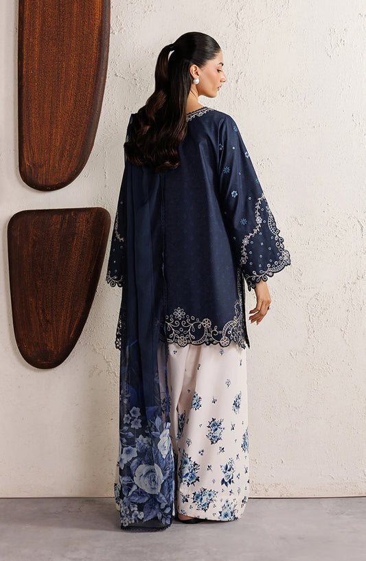 Iznik Festive Embroidered Lawn Unstitched 3 Piece Suit - IBE-02 - IZN26FSL - Blue - Summer Collection
