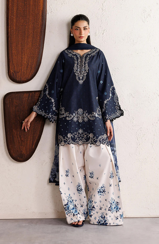 Iznik Festive Embroidered Lawn Unstitched 3 Piece Suit - IBE-02 - IZN26FSL - Blue - Summer Collection